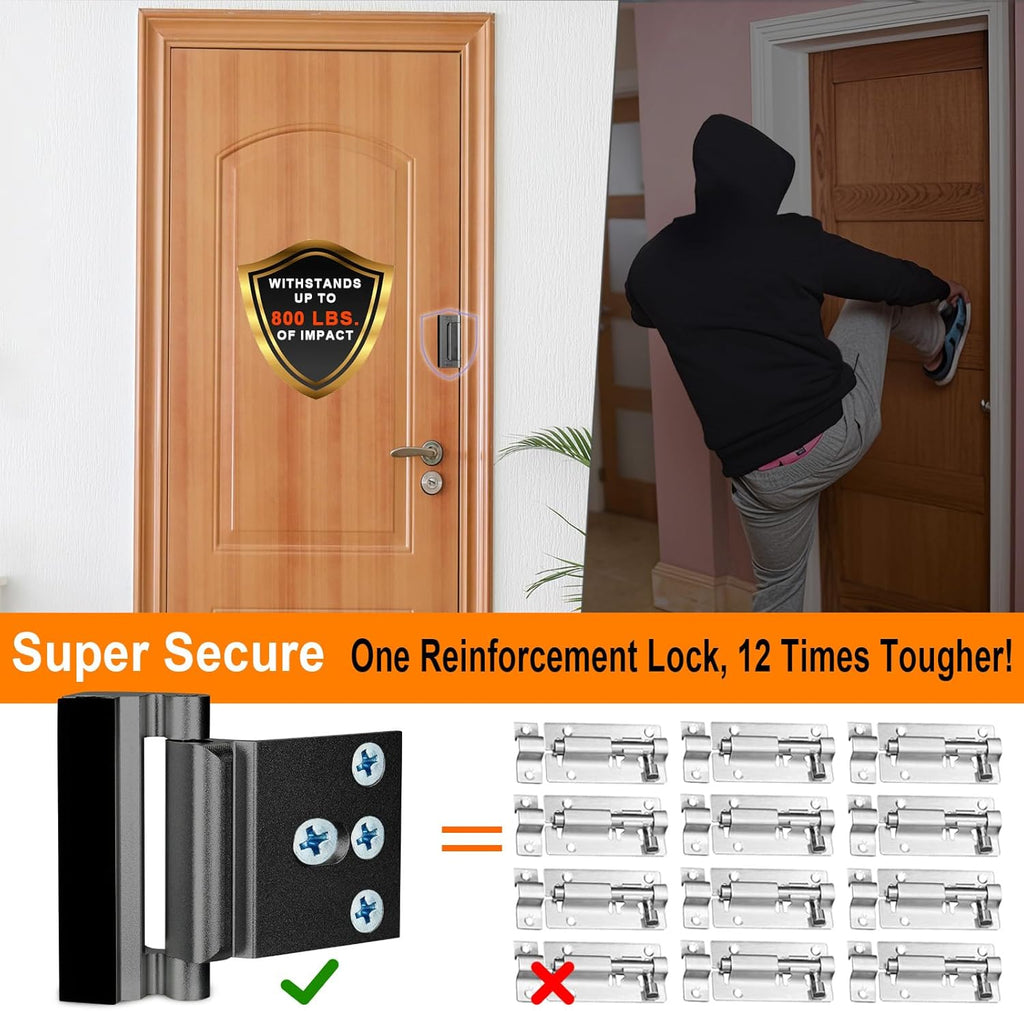 Home Security Door Reinforcement Lock, Upgraded Front Door Locks for Kids Safety Withstand 800 lbs, Child Proof Door
