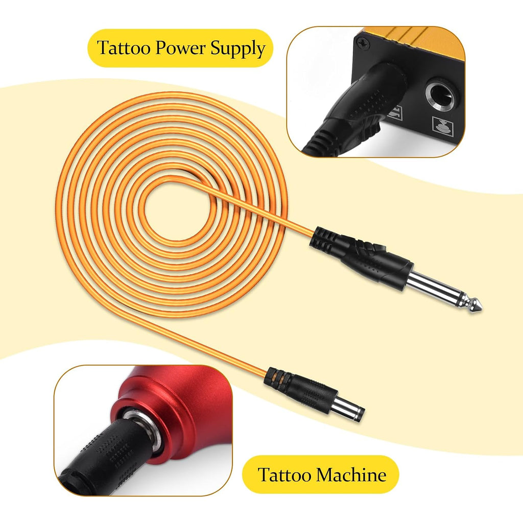 Tattoo DC Connector Clip Cords 6.13ft Silicone Wire Cord for Motor Machine Power Supply Orange