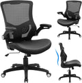 Office Chair Ergonomic Desk Chair, Computer PU Leather Home Office Chair, Swivel Mesh Back Adjustable Lumbar Support