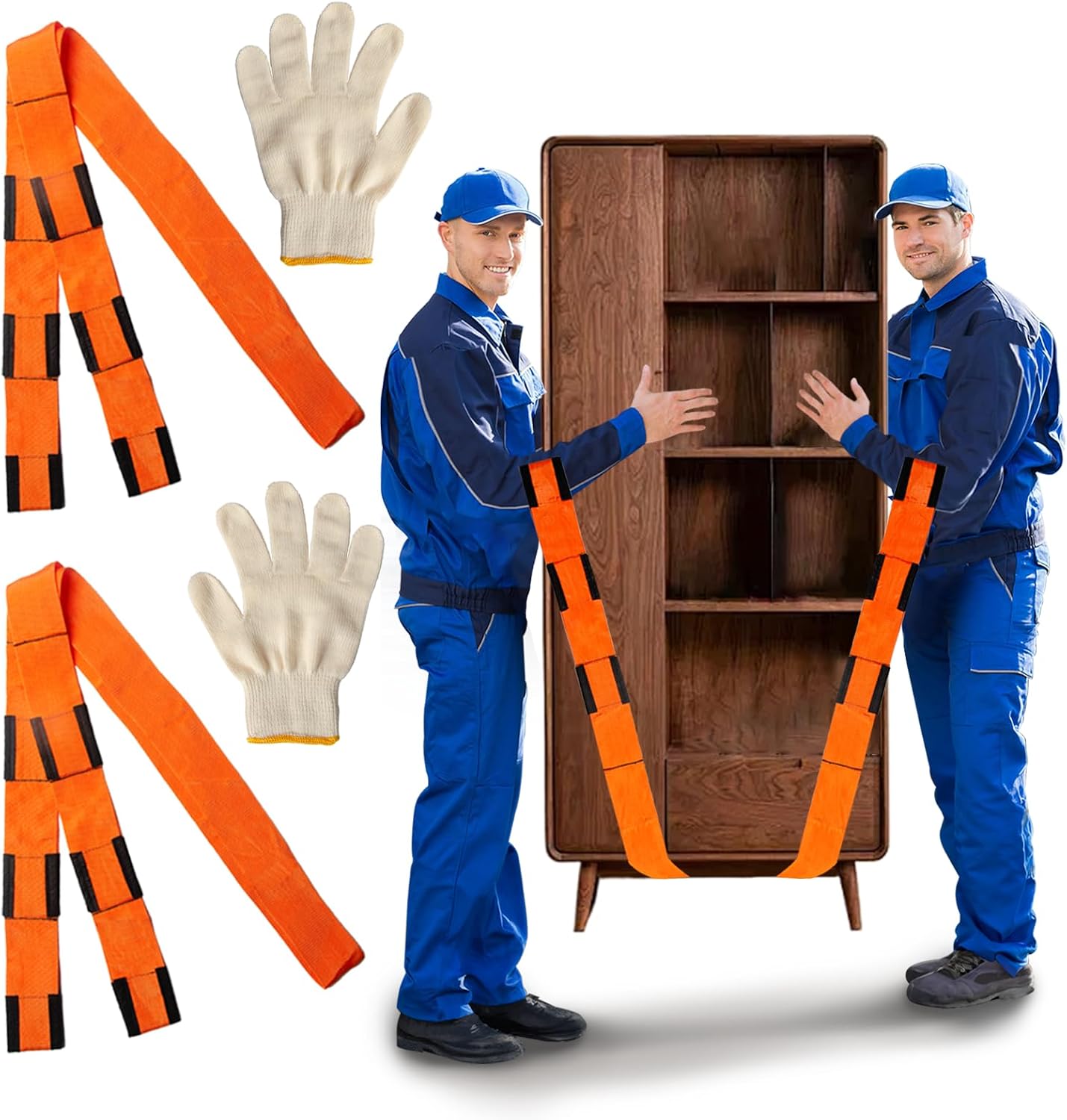 Moving Straps Upgrade Width, 2-Person Lifting and Moving System with Cotton Gloves, Lifting Wrist Straps for Moving