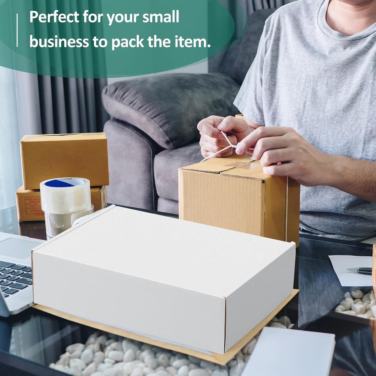12x9x3" White Shipping Boxes Corrugated Box Mailers 20 Pack Cardboard Shipping Boxes for Small Business, Mailing
