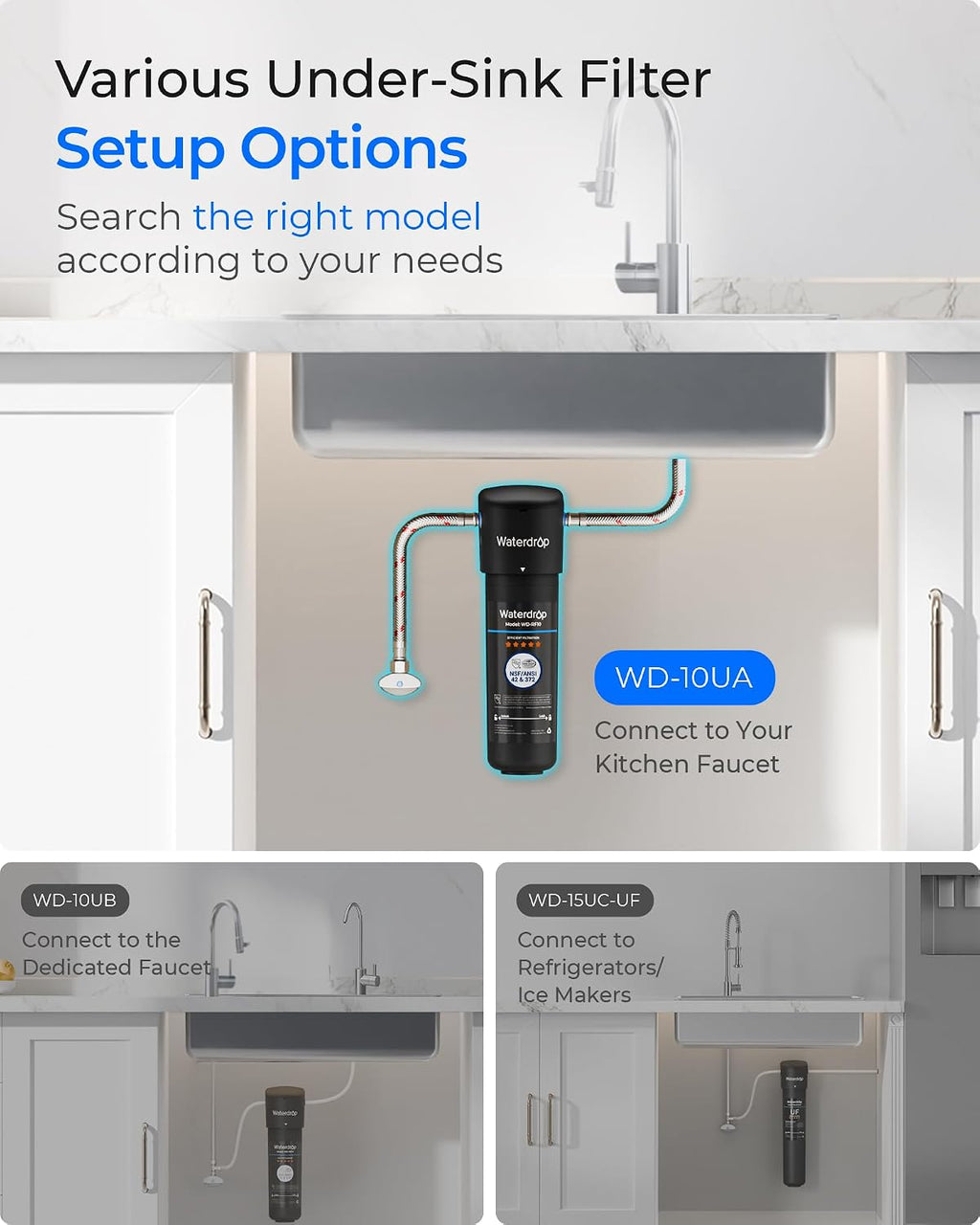 10UA Under Sink Water Filter System, NSF/ANSI 42 Certified 1 Year