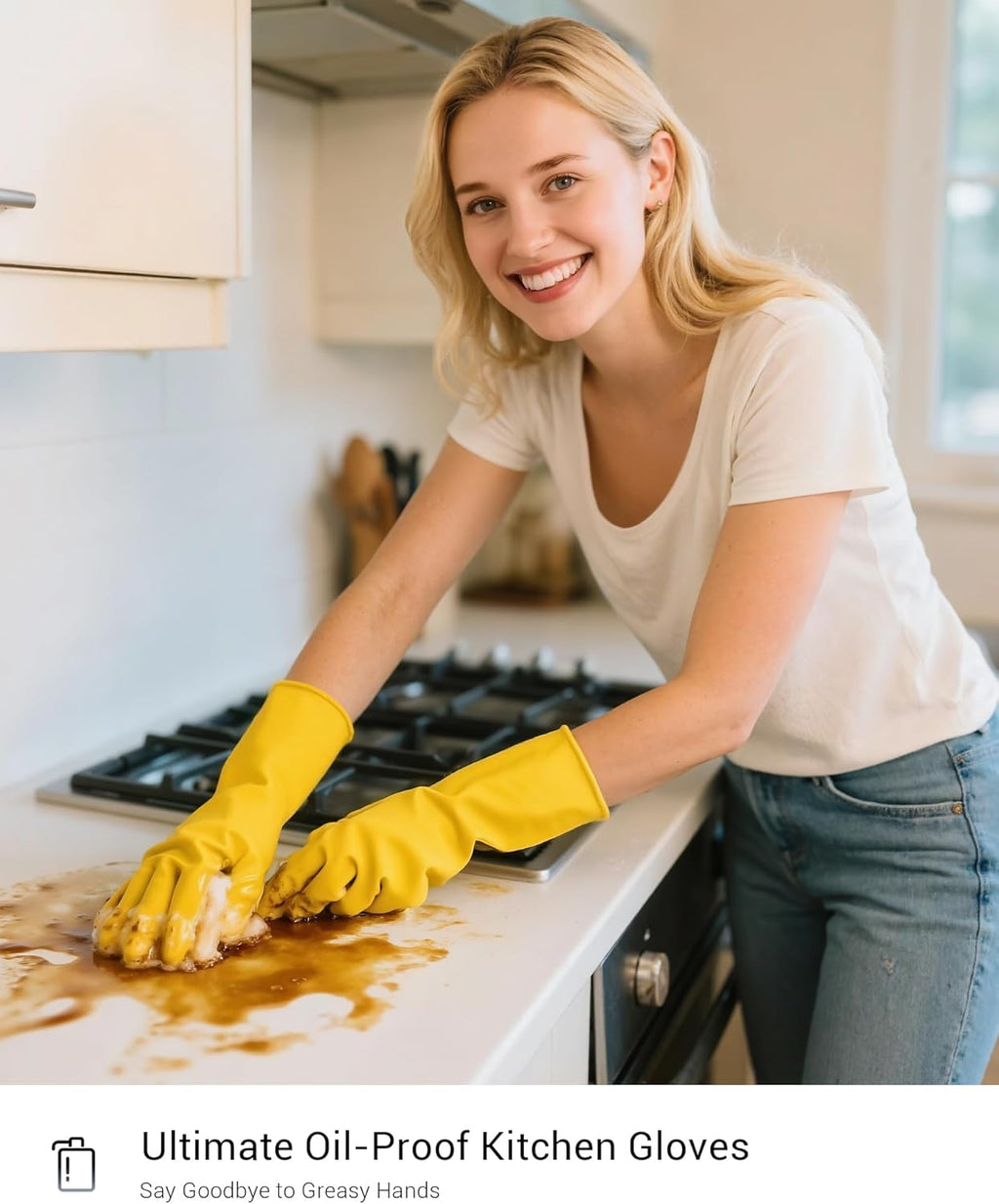 Heavy Duty Rubber Cleaning Gloves, Reusable Dishwashing Gloves for Kitchen, Gardening, Pet Care - 20 Mil Extra Thick