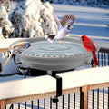 100W Heated Bird Baths for Outdoors, Heated Birdbath for Deck Railing, Grey