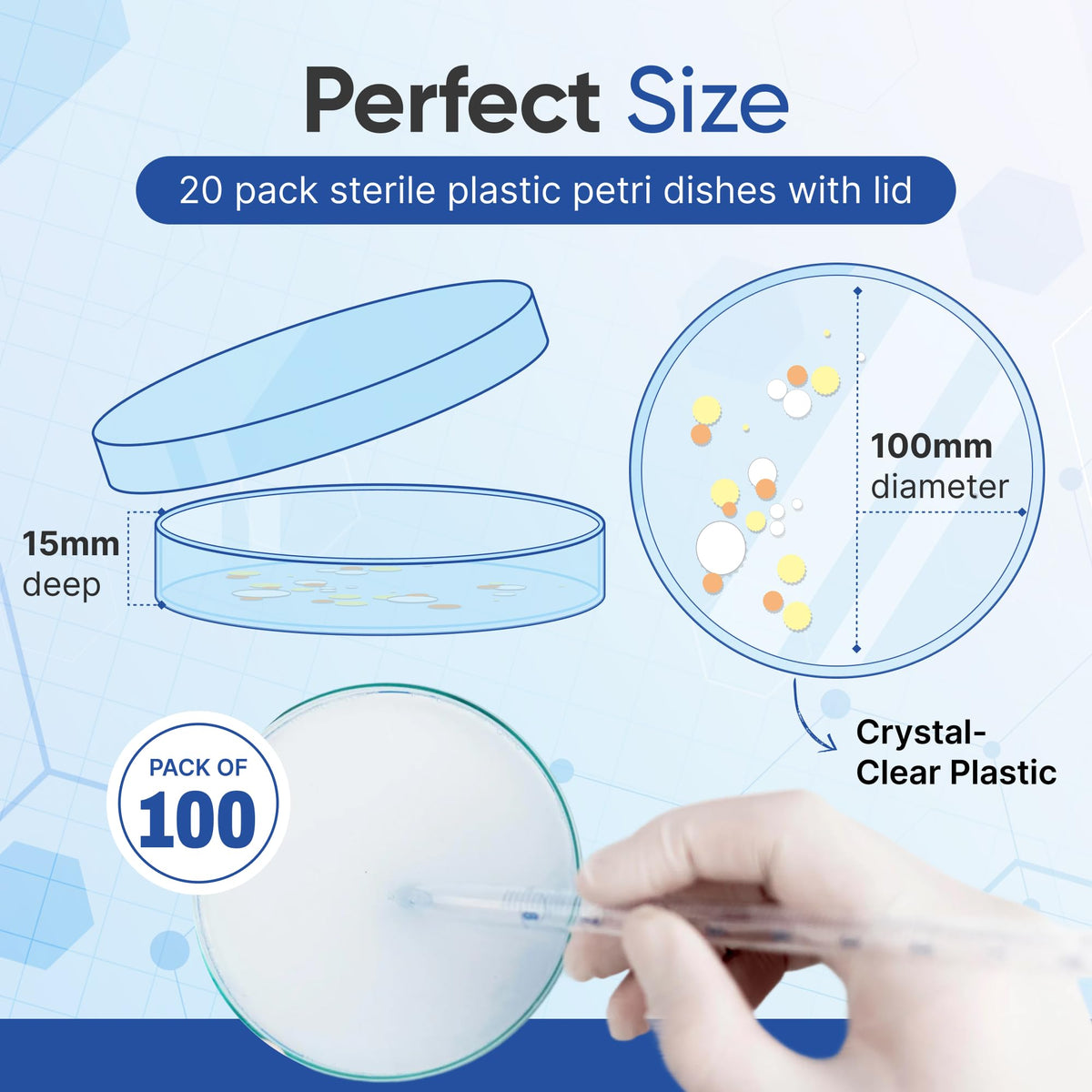 229697SP, 100mm x 15mm Petri Dish, Slippable (Pack of 100)
