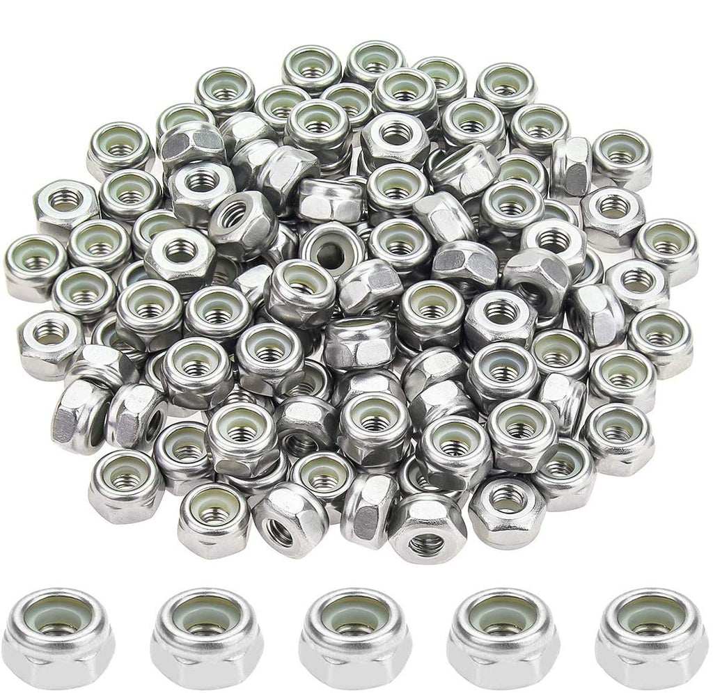 120 Pieces 10#-32 Nylon Insert Hex Lock Nuts, 304 Stainless Steel