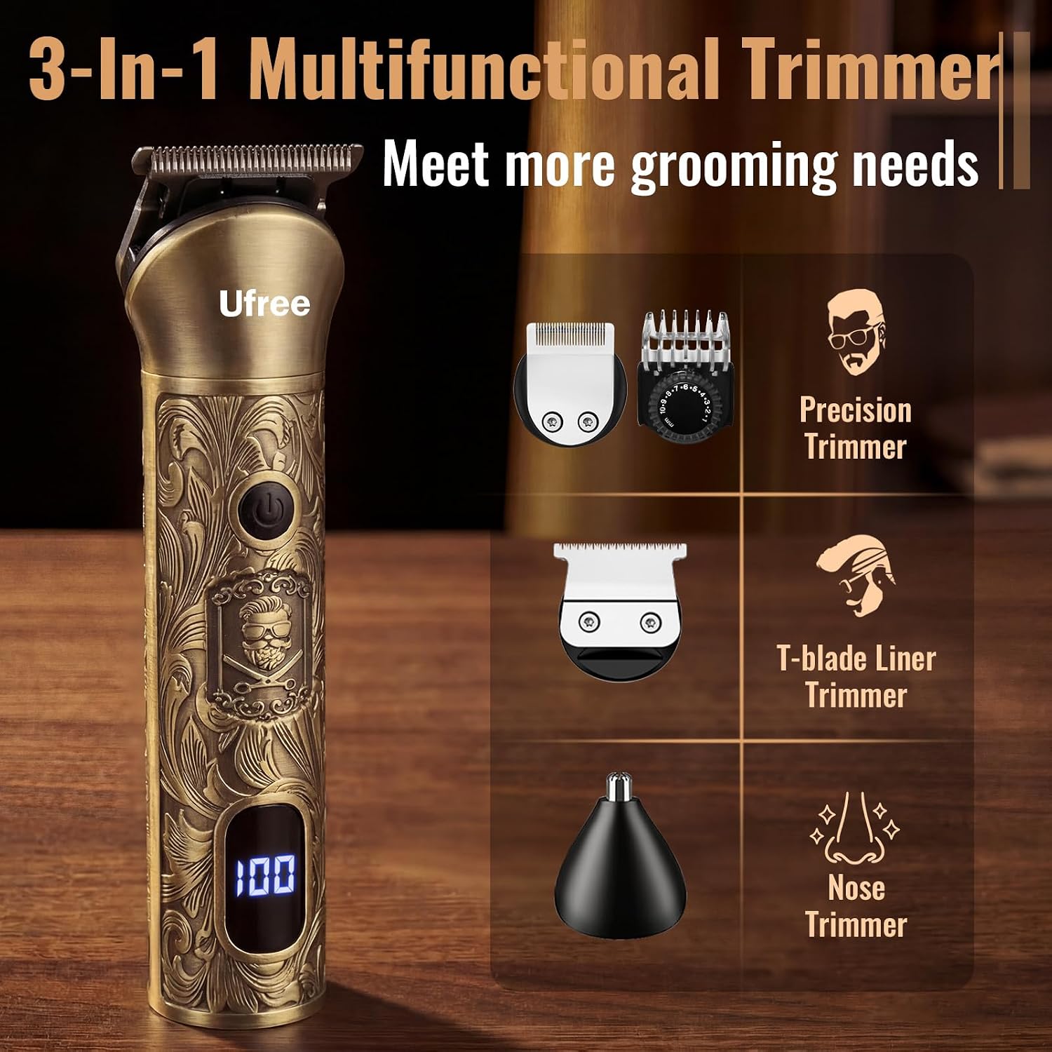 Beard Trimmer, Hair Clippers Mens Shaver Electric Razor, Hair Trimmer for Men Cordless Barber Clippers and Trimmers