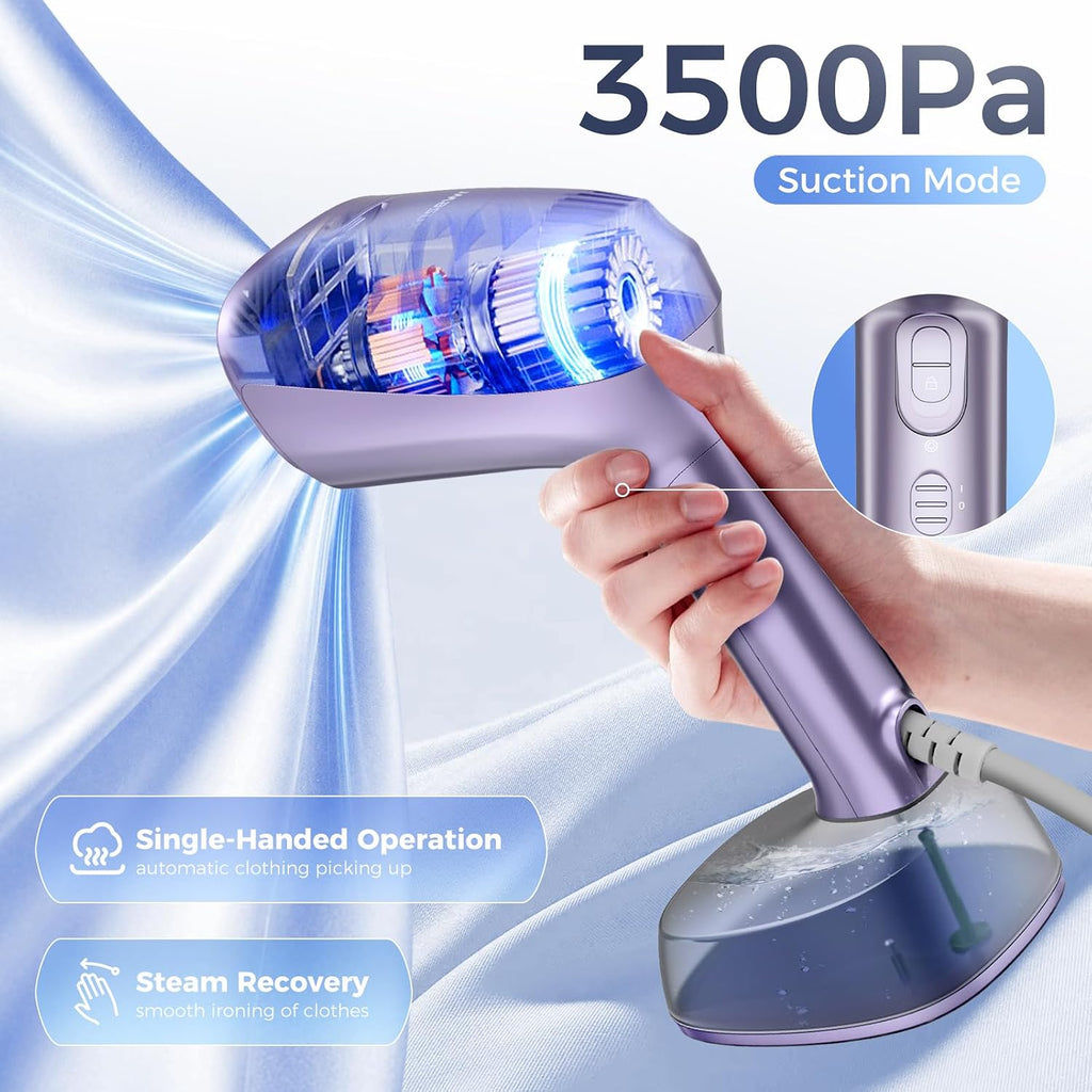 Vacuum Steamer for Clothes, 3500Pa Suction Handheld Clothes Steamer,Equipped with multiple modes，Portable Travel