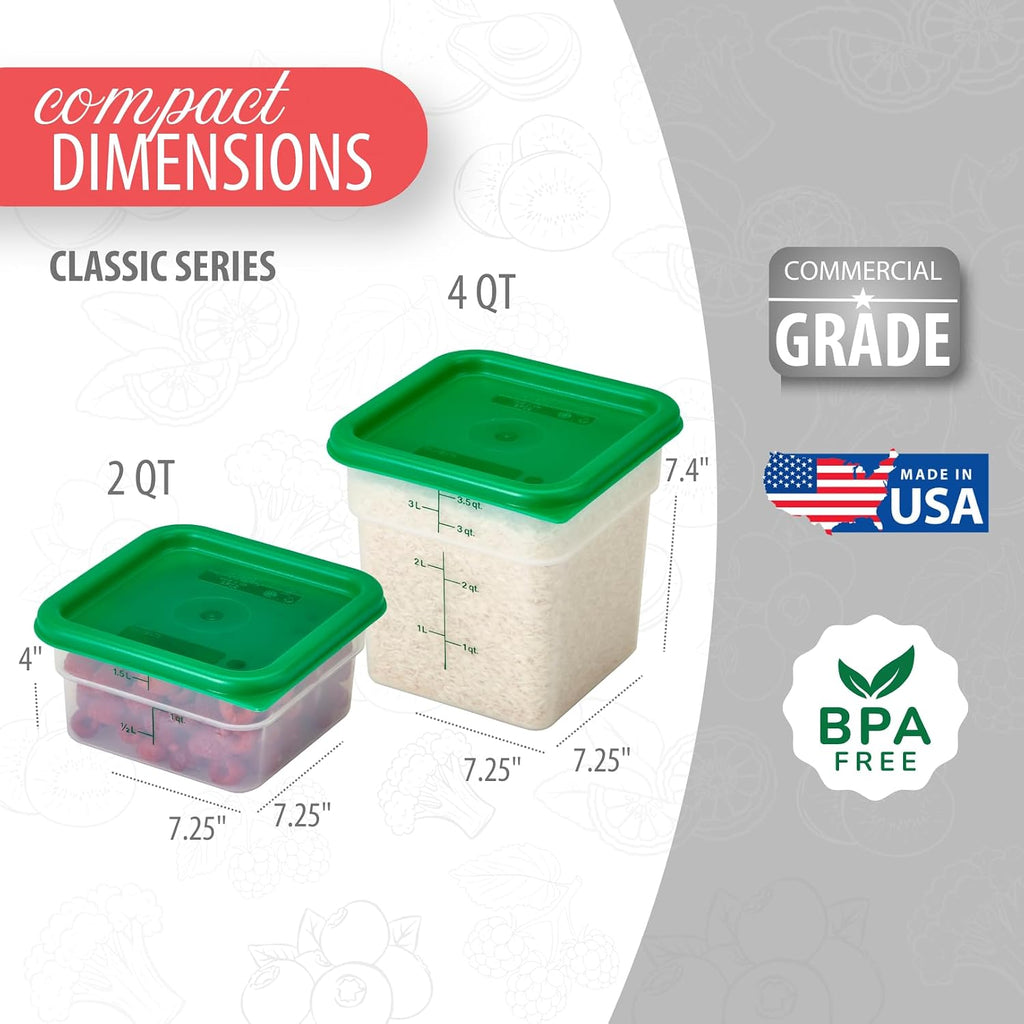 Food Storage Container with Lid (Microwave Safe and BPA-Free) - 2 Pack - Classic Series Square with Green Lid - 2 and