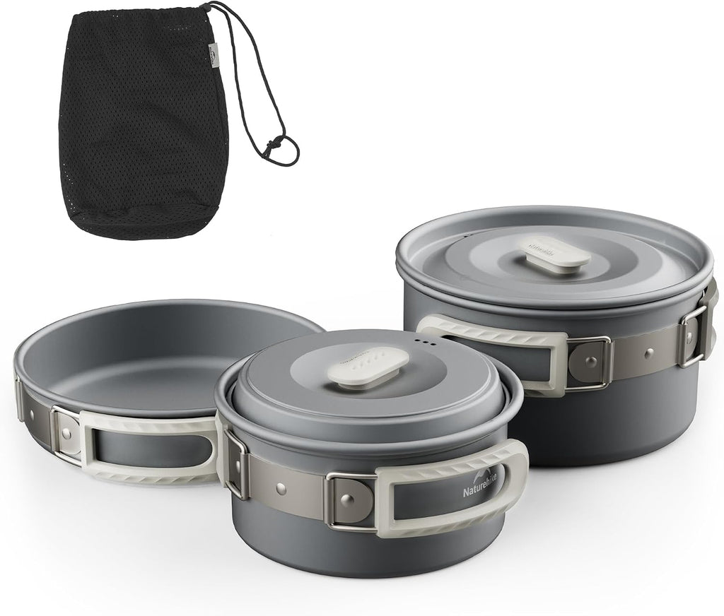 Camping Cookware Set Mess Kit for Backpacking Gear, Camp Cooking Set, Camping Pots and Pans Set for Outdoor