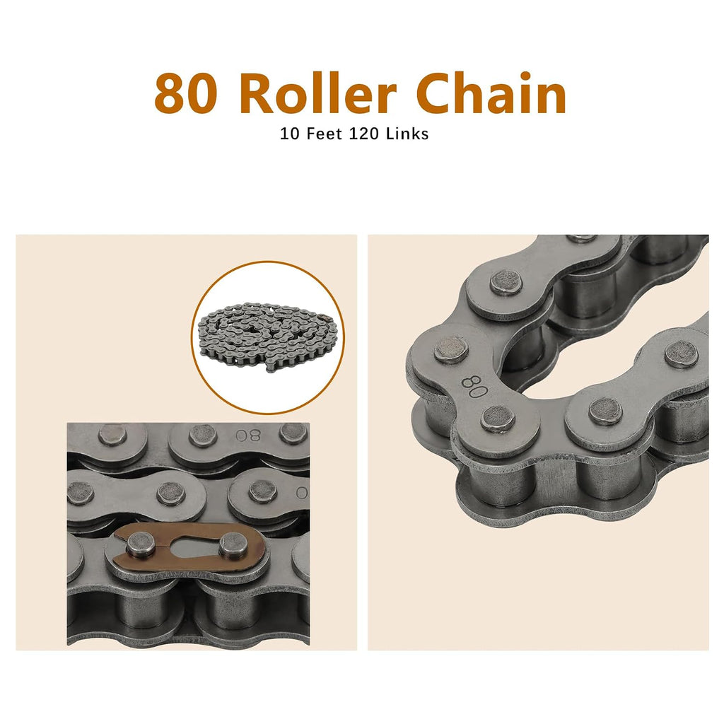 kimllier 80 Roller Chain 10 Feet with 1 Connecting Links