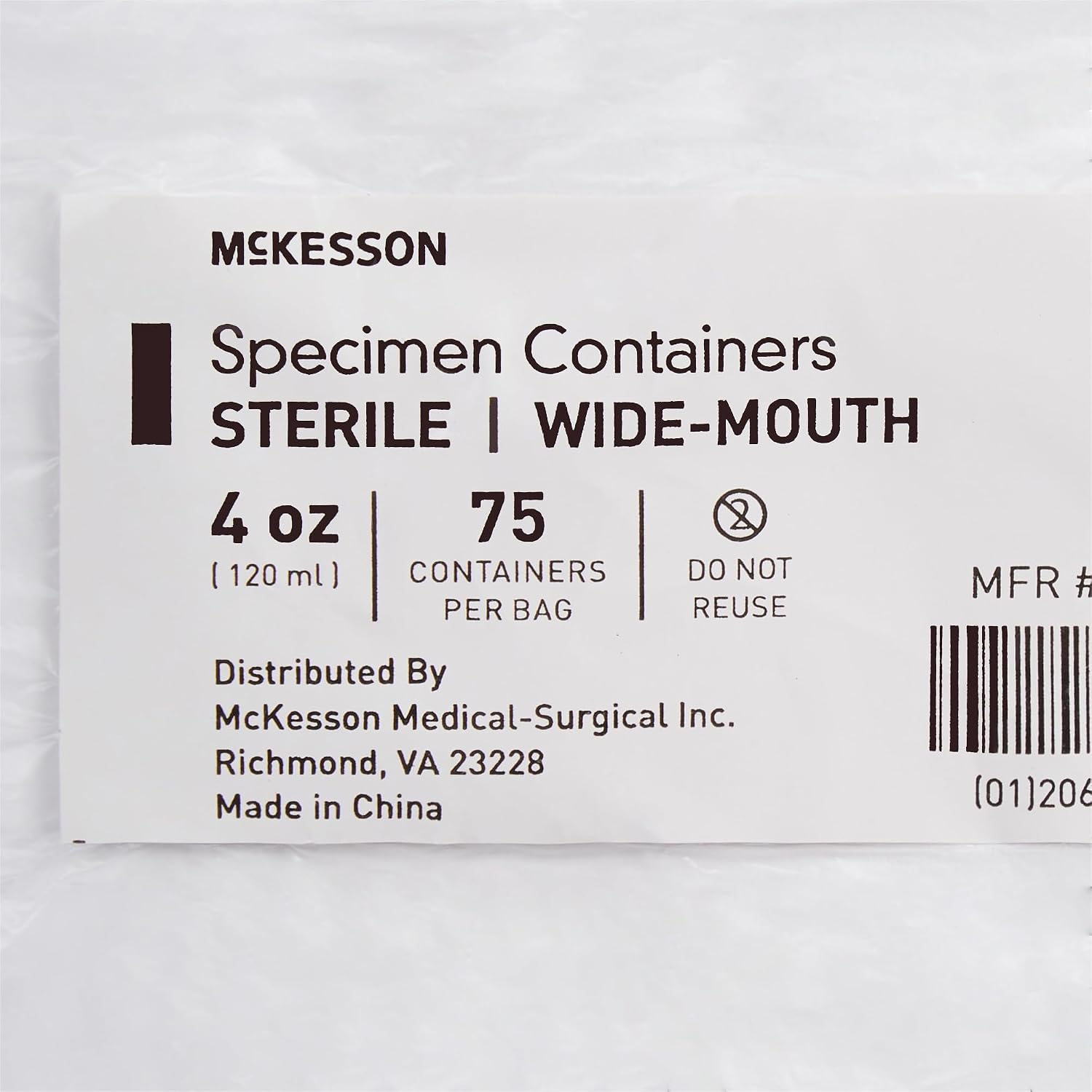 Specimen Containers, Sterile, Pneumatic Tube Systems, Wide-Mouth, 4 oz, 300 Count