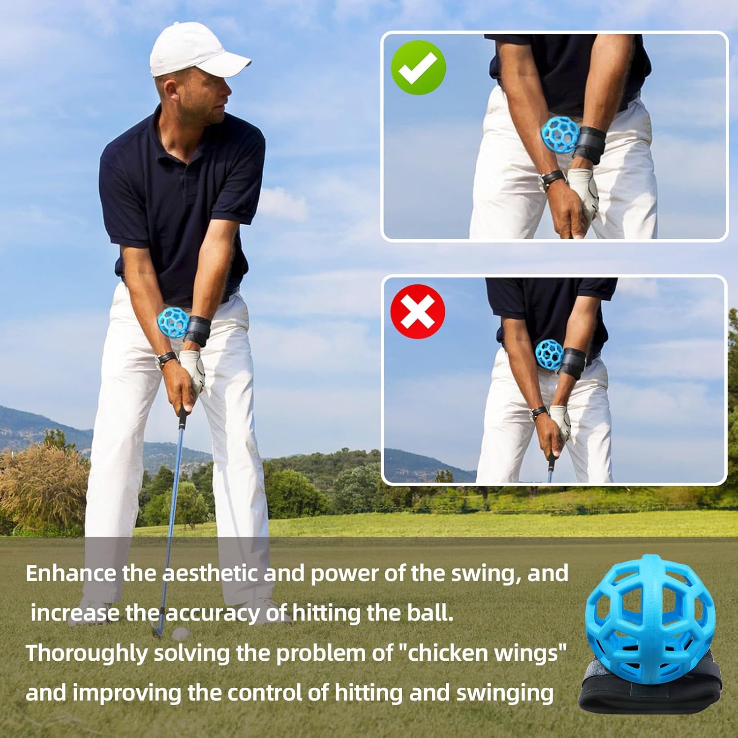 Smart Ball Golf Training Aid Golf Swing Trainer Ball, Practical Training Aid for Golf, Intelligent Ball for Beginner