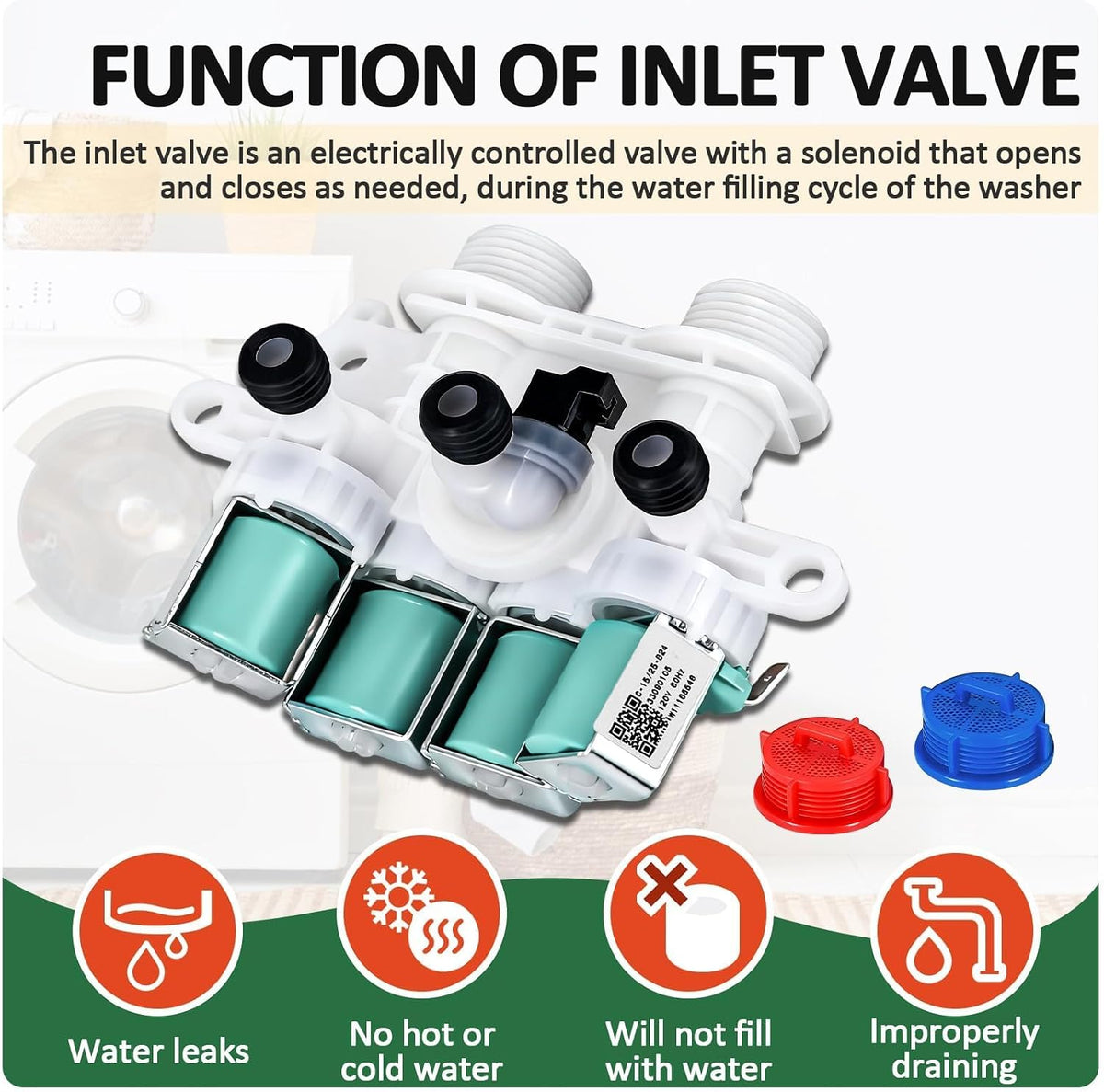MVWB765FW3 MVWB835DW4 Washer Water Inlet Valve Fit for Maytag Bravos XL