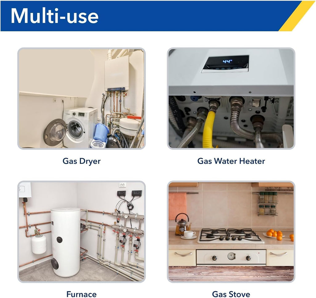 48" Flexible Gas Line Kit for Dryer/Stove,5/8" OD x 3/4" & 1/2" Connectors