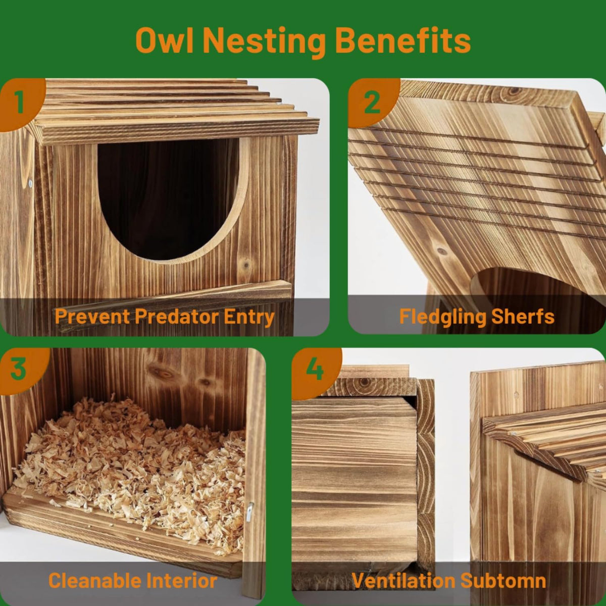 Owl Box, Carbonized Pine Screech Owl Nesting Box