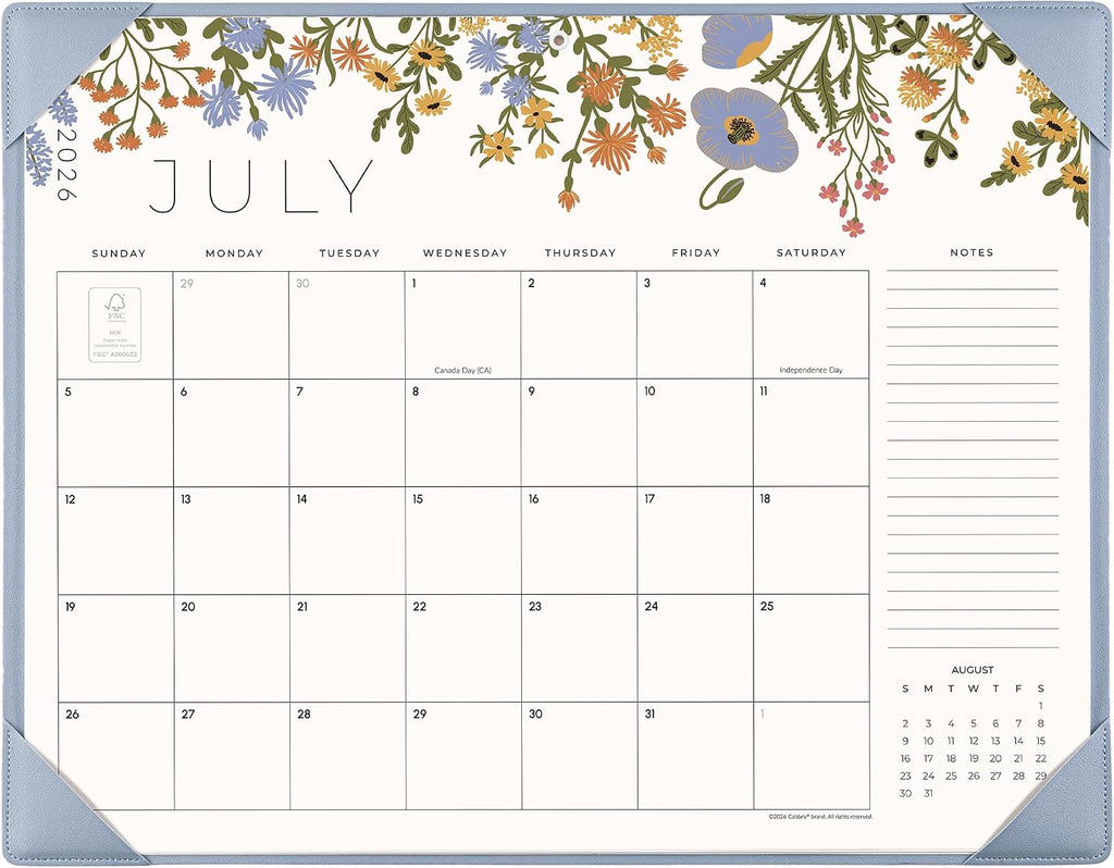 Desk Calendar 2026 with Desktop Mat, Cabbrix Large Desk Pad Calendar 21 x 17 Inch Cover 18 Months Runs From July 2026