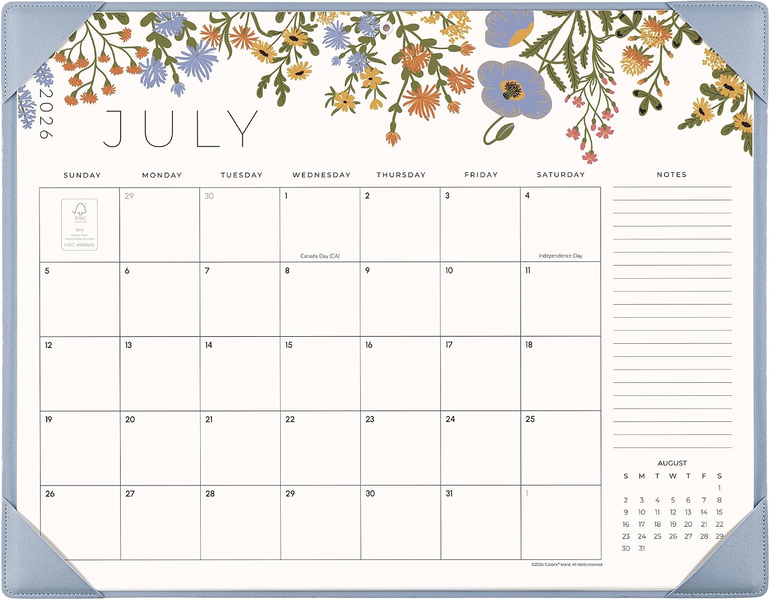 Desk Calendar 2026 with Desktop Mat, Cabbrix Large Desk Pad Calendar 21 x 17 Inch Cover 18 Months Runs From July 2026