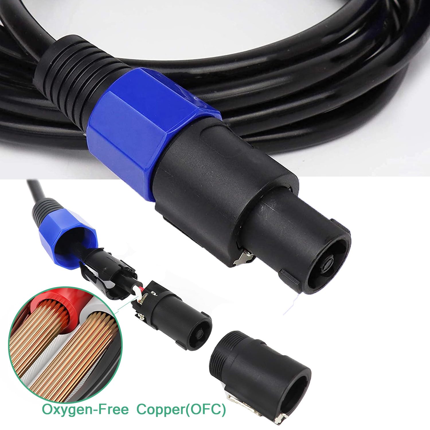 Professional 2-Pack 25 Feet 12 Gauge Speakon to Speakon Cables | Heavy duty, oxygen-free copper, low resistance, no