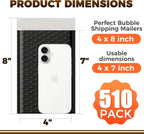 510-Pack Bubble Mailer 4'' x 8'' - Self-Sealing Waterproof Small Mailing Envelopes Padded Lightweight Shipping Bags