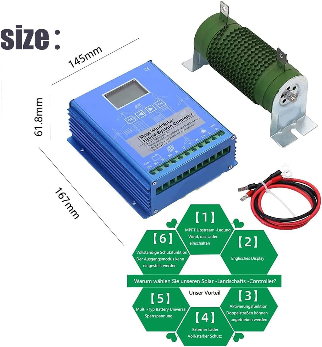Off Grid with Unloader Hybrid Wind Solar Controller Auto 12V/24V/48V Battery Mppt Charge Boost Float of Max Wind