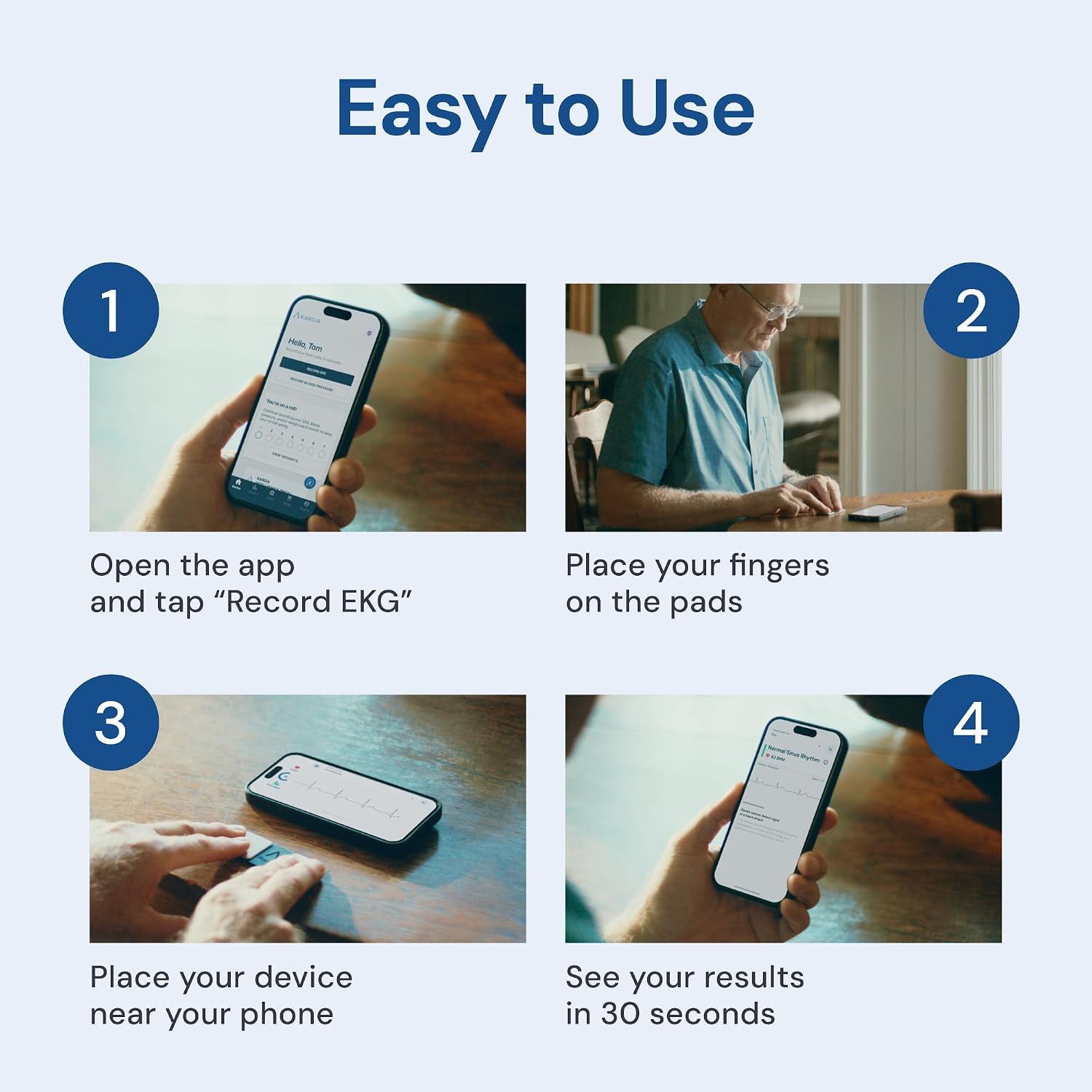 1-Lead EKG Monitor, Medical-Grade FDA-Cleared Personal Heart Monitor, Detects Normal, AFib & Arrhythmias, 30 Second