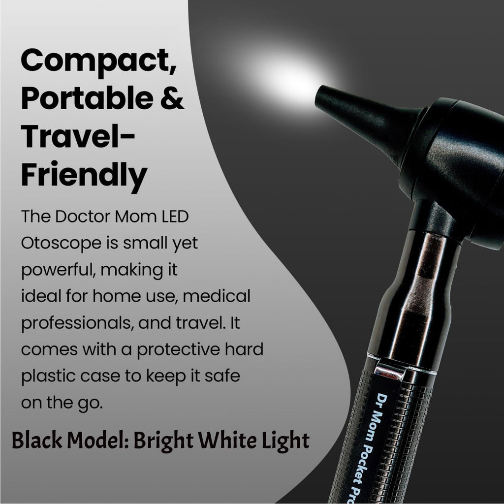 4th Generation Doctor Mom LED Pocket Pro Otoscope with Both Adult and Pediatric Disposable Specula Tips, Battery, and