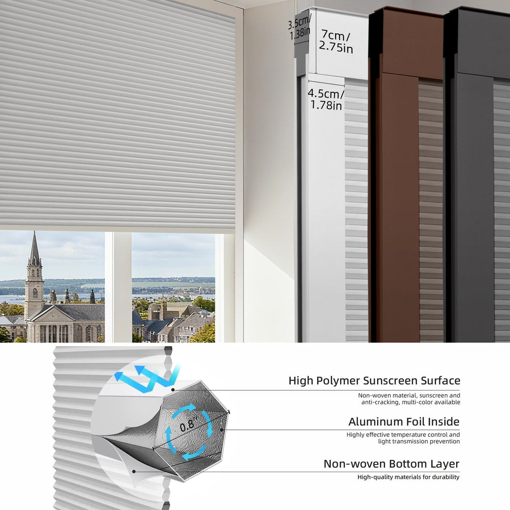 Motorized Blackout Cellular Skylight Shades Custom White