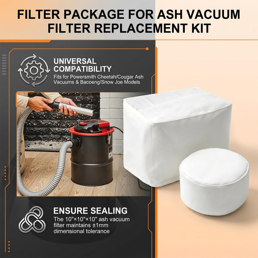 Filter Package for Ash Vacuum Filter Replacement Kit for Powersmith Cheetah