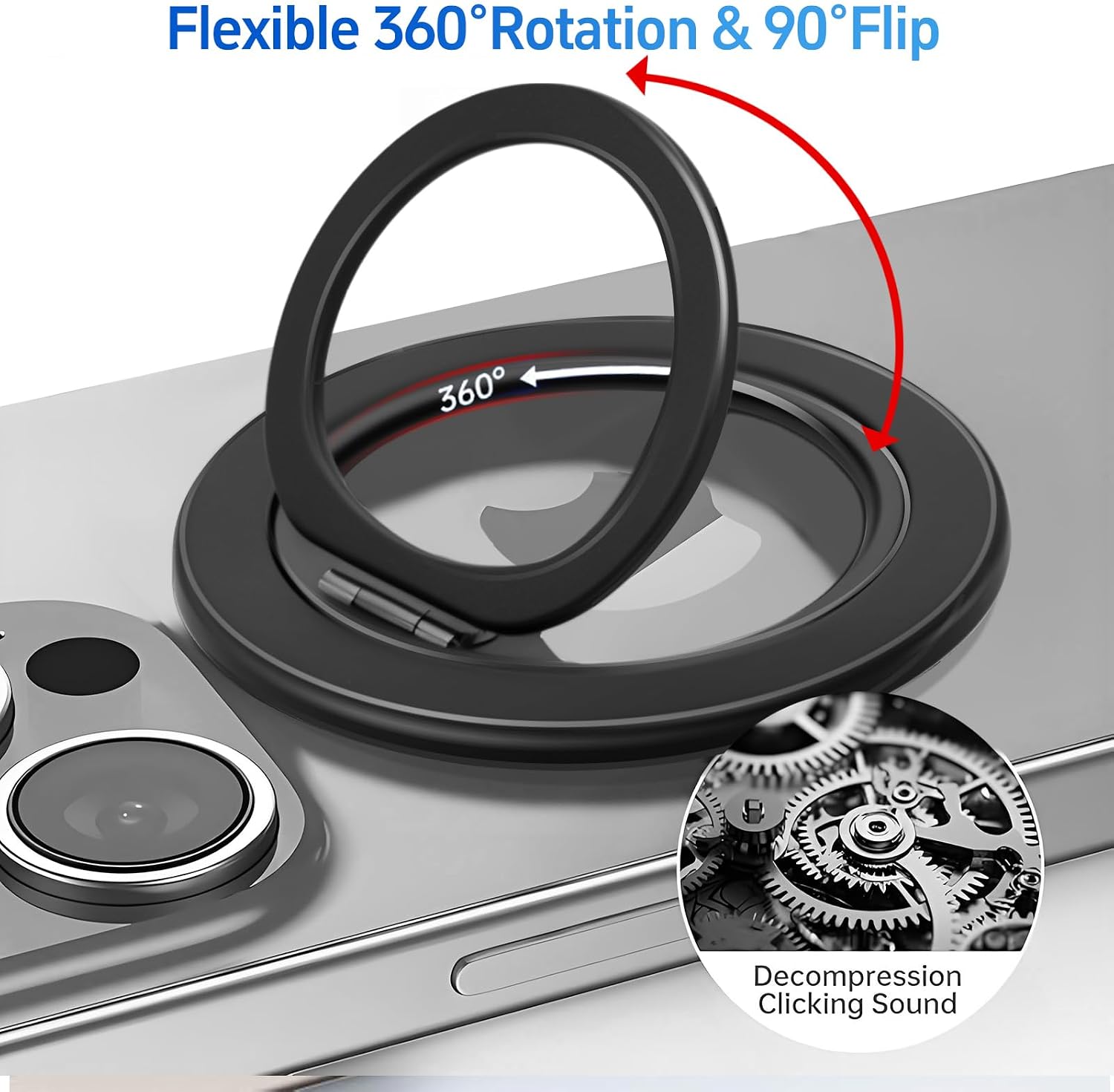 Magnetic Phone Ring For MagSafe Phone Grip,Magnetic Cell Phone Stand Holder Finger Ring[Thin and light design]for
