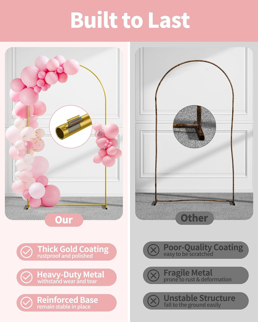 Arch Backdrop Stand Set, Metal, Set of 3, 7.2ft & 6.0ft & 6.0ft