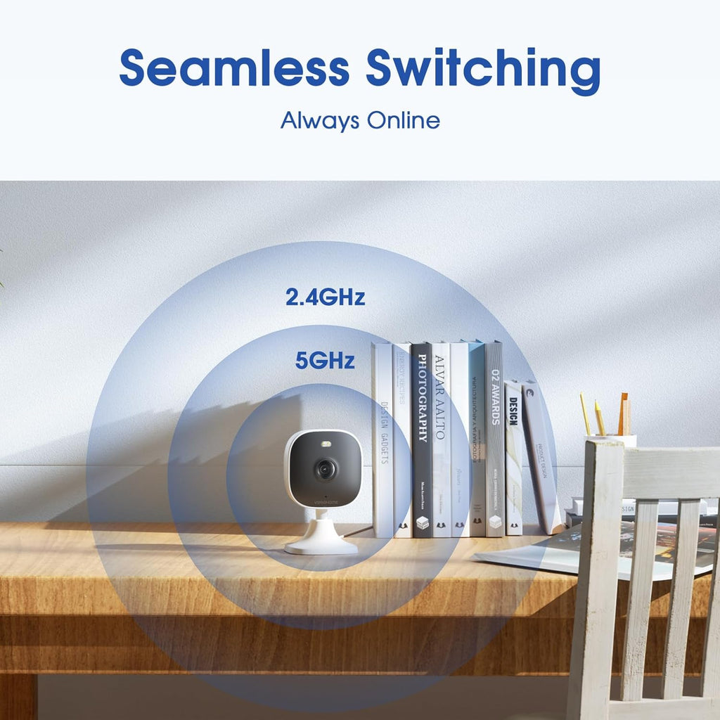 4MP Cameras for Home Security with Audio and Video, Indoor Security Camera for Baby Monitor, 2.4g/5g Outdoor Cameras