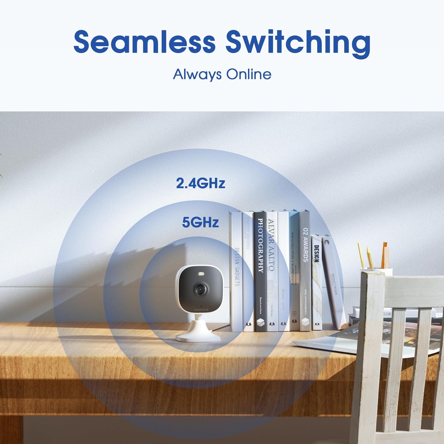 4MP Cameras for Home Security with Audio and Video, Indoor Security Camera for Baby Monitor, 2.4g/5g Outdoor Cameras