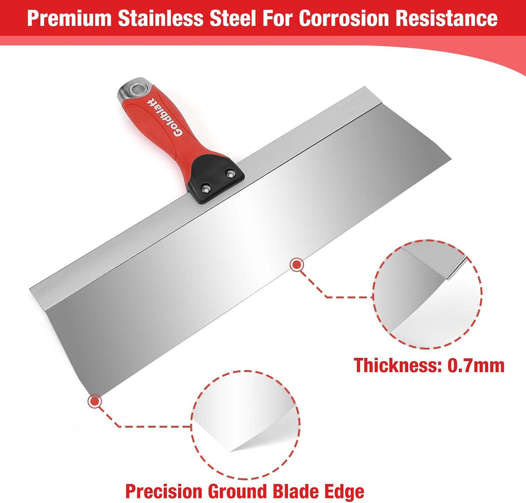 5 Piece Stainless Steel Taping Knife Set for Drywall Finishing | 6 to 14 in, Drywall Knife, Putty Knife, Plaster &