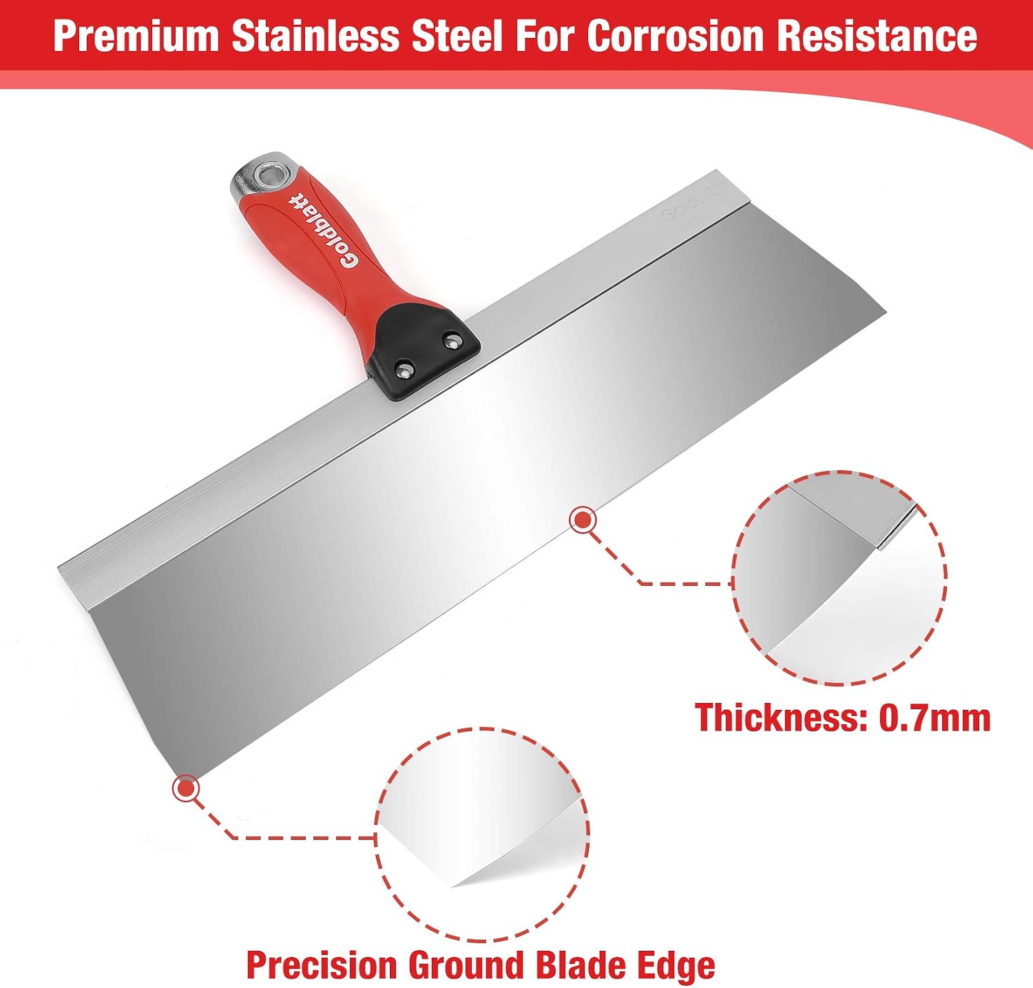 5 Piece Stainless Steel Taping Knife Set for Drywall Finishing | 6 to 14 in, Drywall Knife, Putty Knife, Plaster &