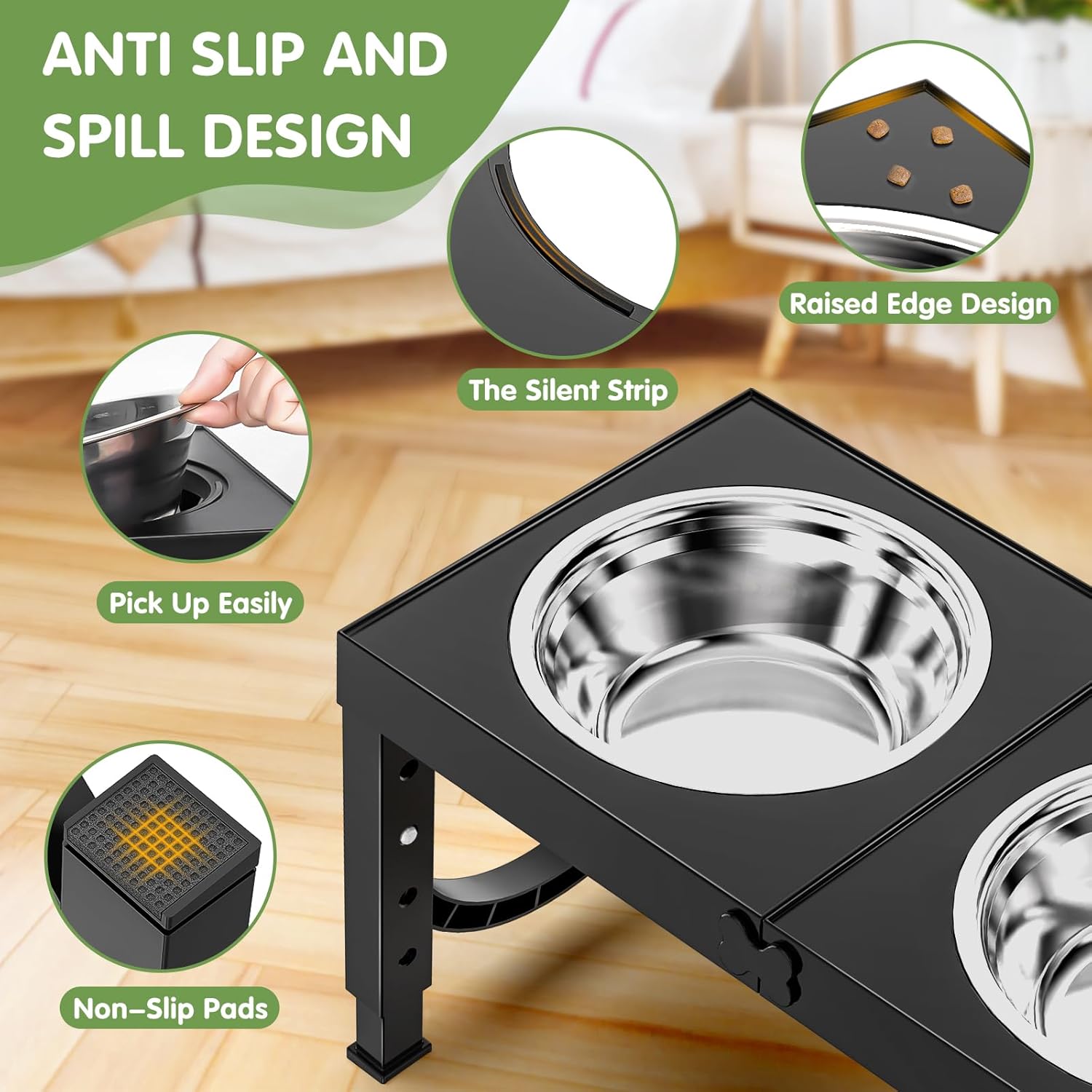 Elevated Dog Bowls Large Breed Raised Dogs Bowl Stand Large/Medium Sized Dog Stainless Steel Food Water Bowl Stands 5