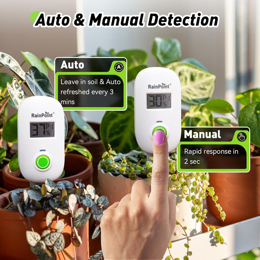 Smart Digital Wireless Plant Moisture Meter Houseplant Indoor,WiFi Hub Needed,Capacitive Probe,Leave-in Soil