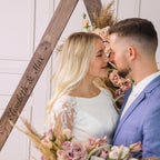 Wooden Triangle Wedding Arch, Rustic Ceremony Backdrop Stand