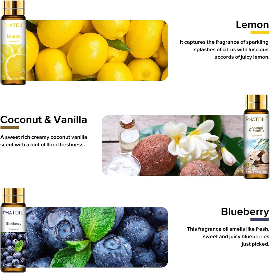 Fruit Fragrance Oil Set for Diffusers for Home, Soap Candle Making | Refresh Space, Aromatherapy, DIY Air Freshener