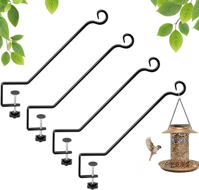 4 Pcs Deck Bird Feeder Hanger for Railing-12.5 Inch Deck Railing Plant Hanger with Non Slip Clamp-Deck Rail Planter
