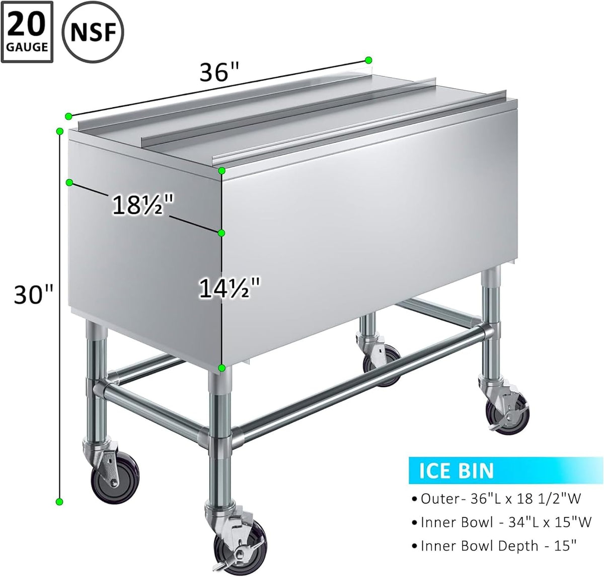 Mobile Ice Bin with Sliding Lid