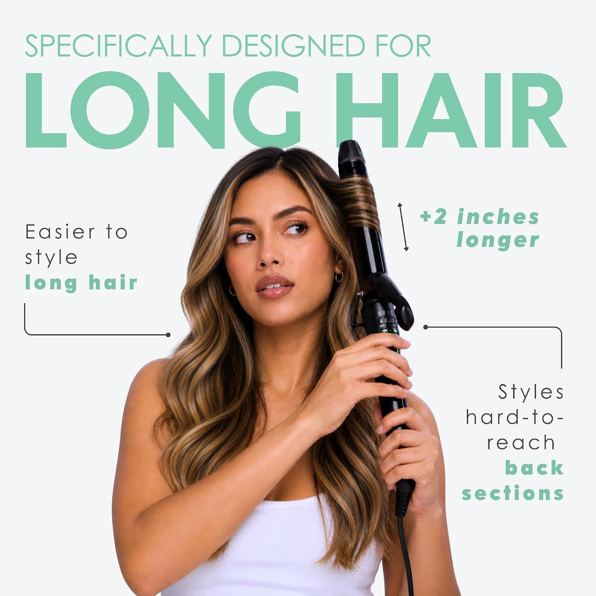 X-Long 1.25 Inch Ceramic Ionic Curling Iron for Long Hair | Extra-long barrel makes styling long hair easier, with