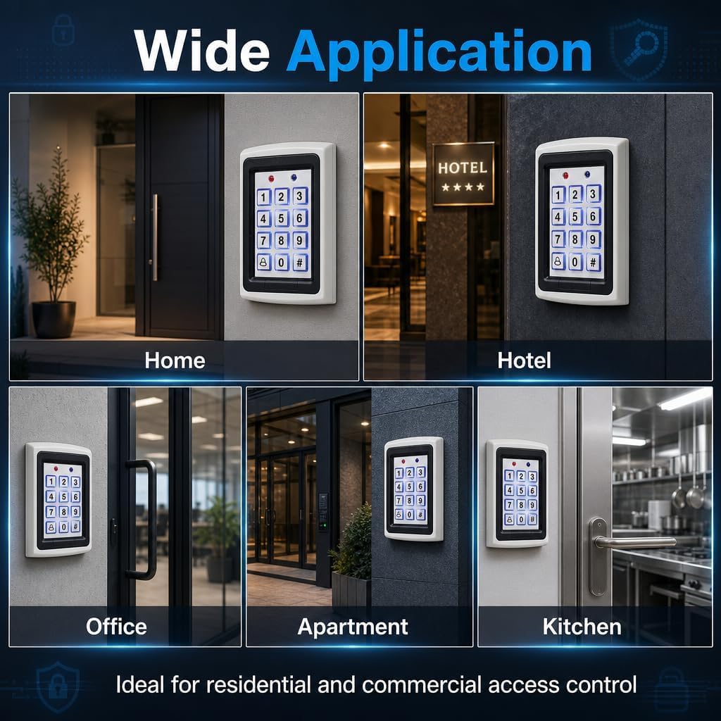 Fully Door Access Control System Kit, Backlit Keys,1000 Users,125KHz RFID Keypad +NC Electric Strike Lock +DC12V