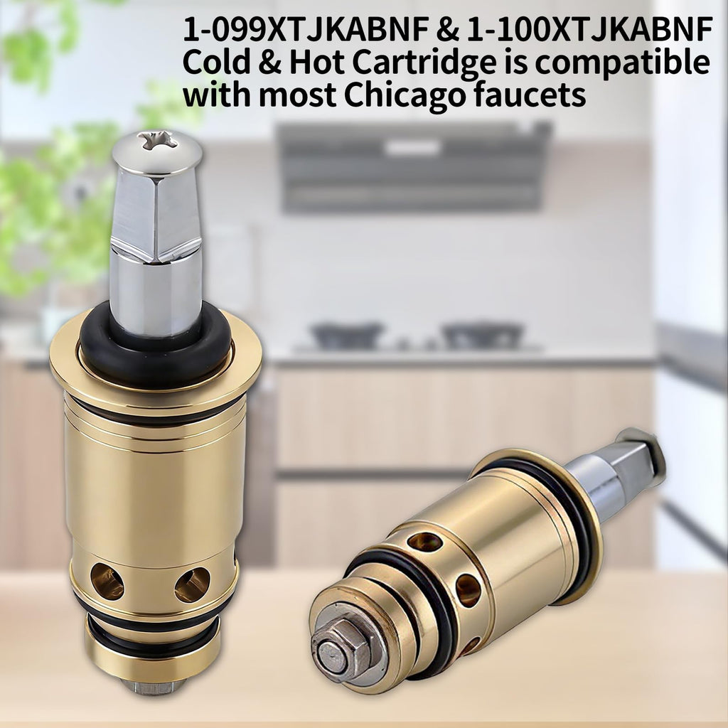 1-099XTJKABNF & 1-100XTJKABNF Quaturn Compression Cold & Hot Cartridge Kit Compatible with Chicago Faucets