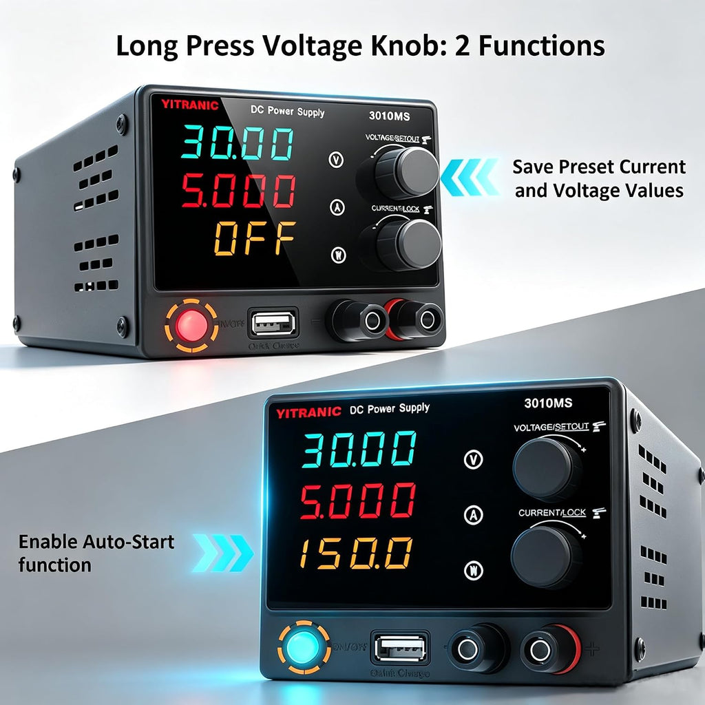 DC Bench Power Supply Variable 0-32V 0-10.1A Lab Source with 4-Digit LED
