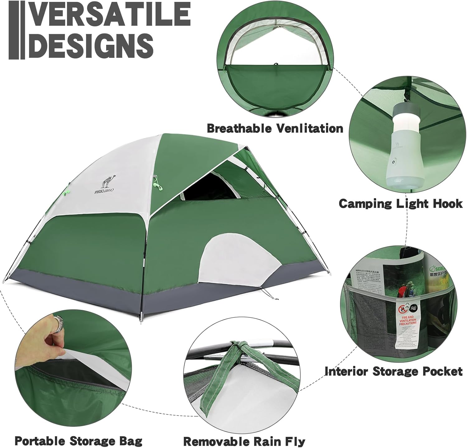 Tents for Camping 2/3/4/5 Person Camping Dome Tent, Waterproof,Spacious, Lightweight Portable Backpacking Tent for
