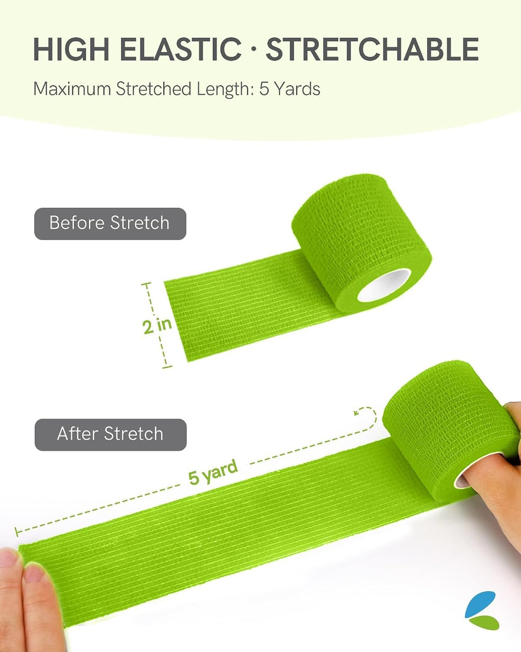 Self Adhesive Bandage Wrap, Medical Tape in First Aid Kit, Cohesive Bandages for Wounds Sport Vet, 2 Inches X 5 Yards