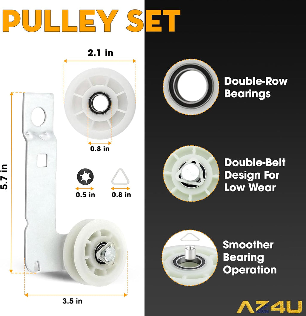 4392067 Dryer Repair Kit with W10837240 Idler Pulley for Whirlpool | WED4815EW1, MEDC215EW1, WED75HEFW0, WED70HEBW0