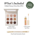 LAURA GELLER Gilded Honey Glow Three-Piece Makeup Kit, Gelato Swirl Eyeshadow Palette, Color Luster Lip Gloss &