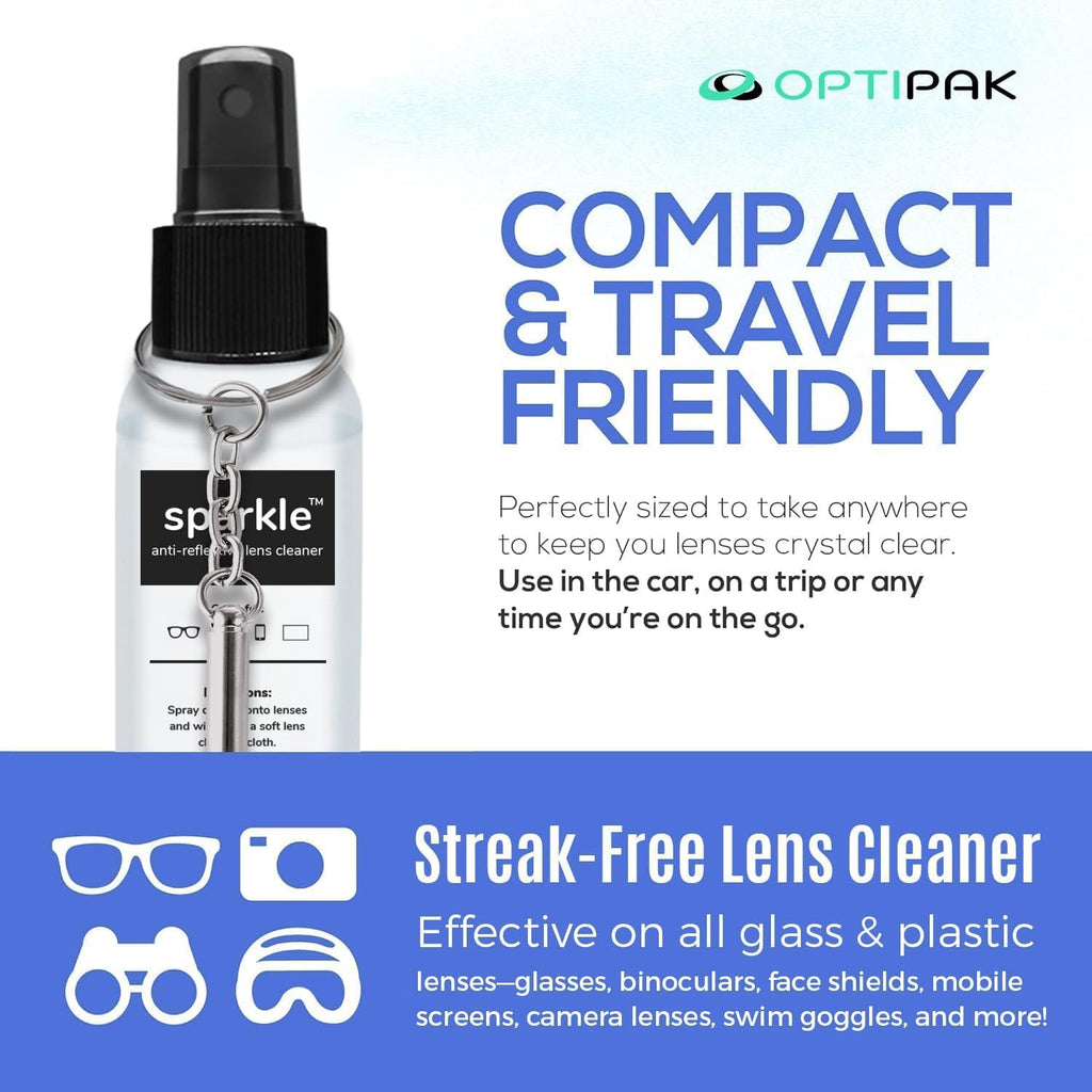 Sparkle Anti-Reflective Safe Lens Cleaner & Repair Kit – (2) 1oz Glasses Cleaner Spray, (2) Microfiber Cloth &